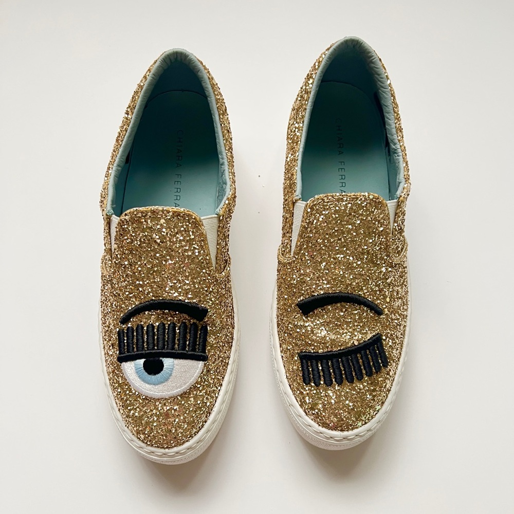 Chiara Ferragni Glitter Sneakers - Size 8 - New Without Box - Never Worn